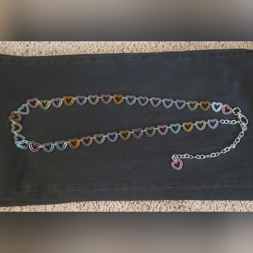Multicolor Rainbow Heart Chain Belt